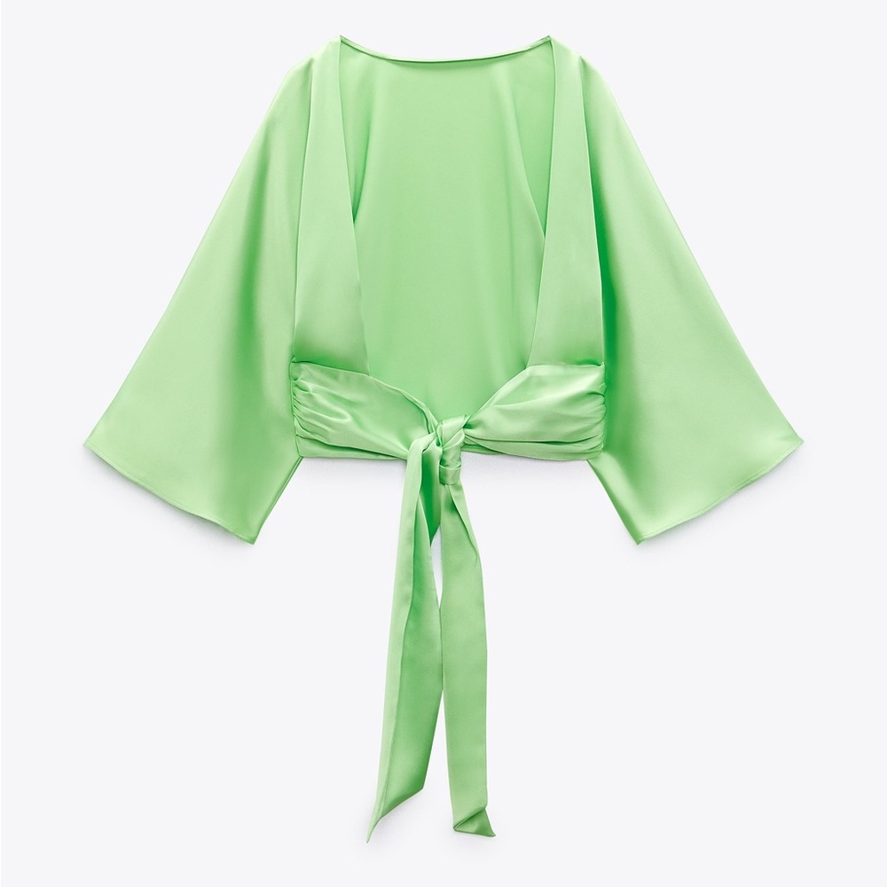 NWT ZARA SATIN EFFECT TIED TOP SIZE XS